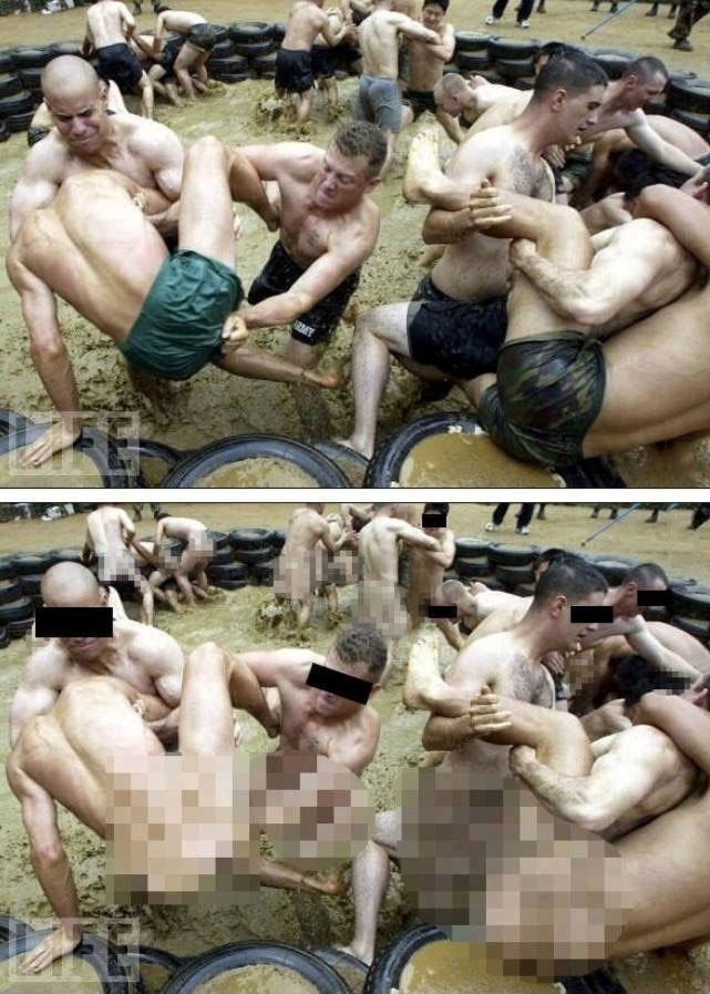 censored and uncensored, men mud wrestling, wtf