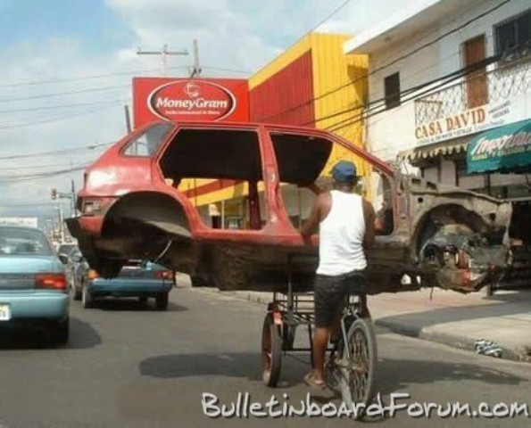 bicycle transporting car frame, wtf