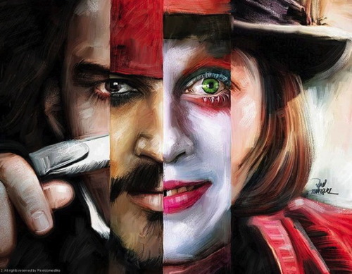 fan art, johnny depp, actor, roles, painting