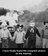 creepiest picture on the internet, car on fire, disney masks, wtf