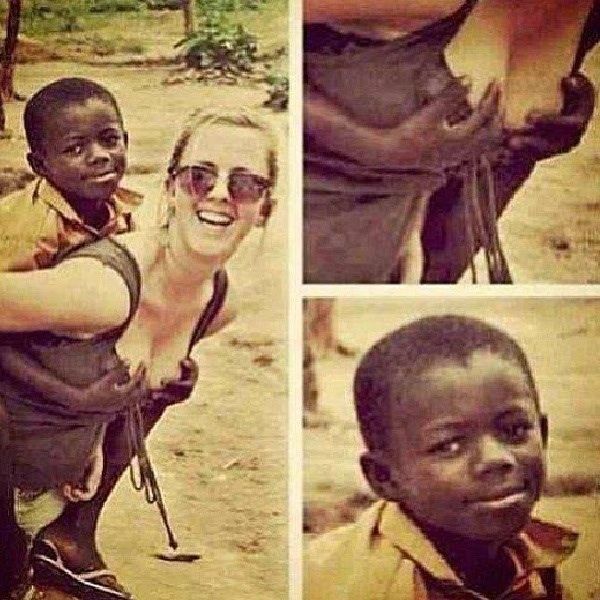 photo, little black kid grabbing boobs, lol