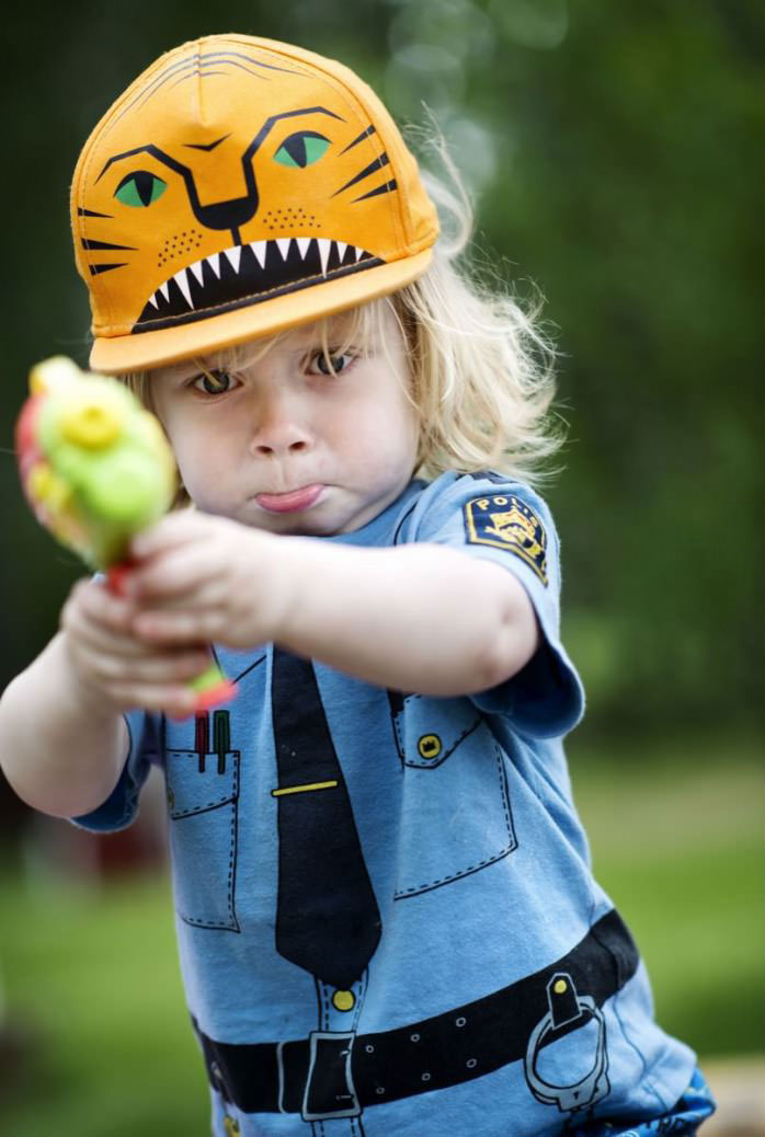 hat, police shirt, kid, serious, cute