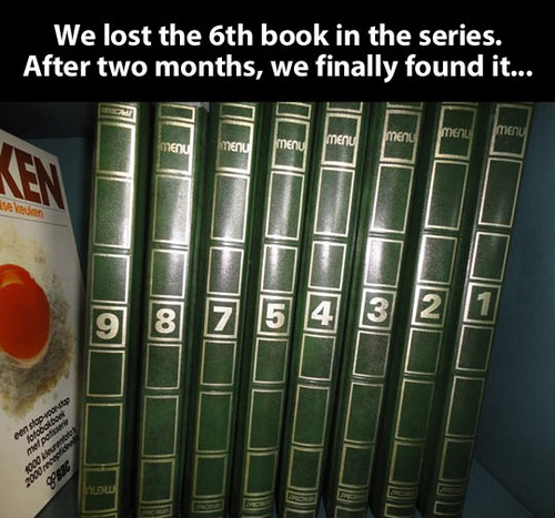 we lost the 6th book in the series, after two months we finally found it