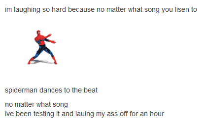 gif, spiderman, dancing to the beat, wtf