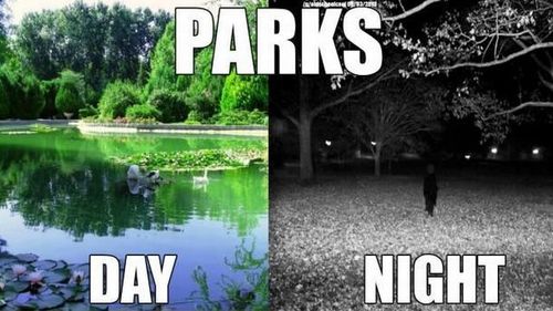 parks, day, night, beautiful, creepy