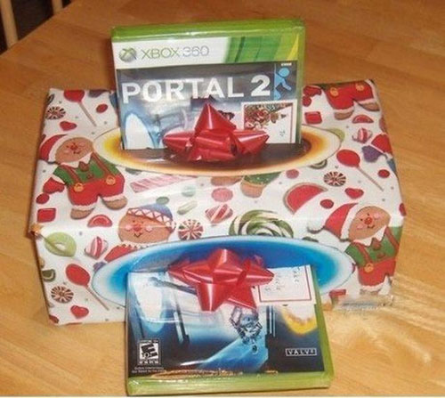 best gift wrapping ever, portal 2, xbox