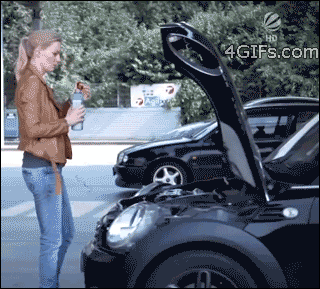 the engine needs oil, blonde, gif, fail