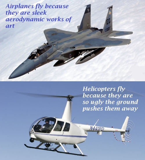airplanes, helicopter
