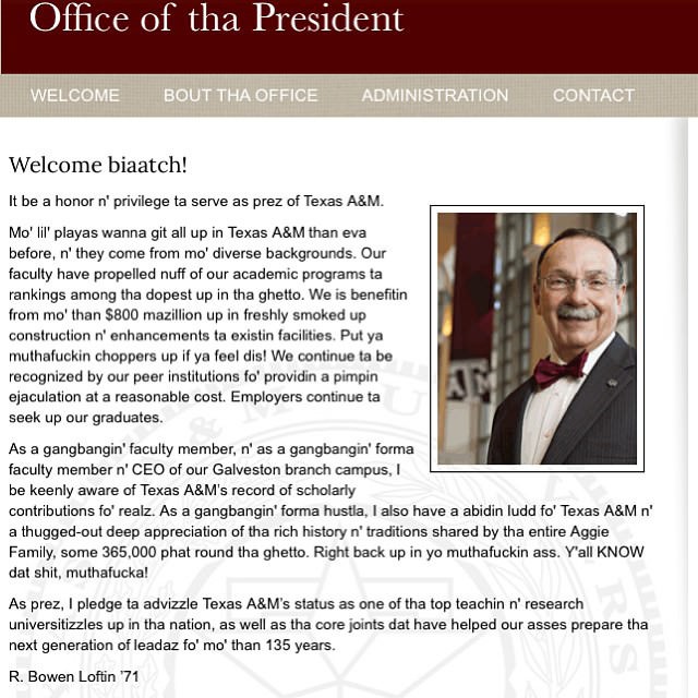 college president page hacked