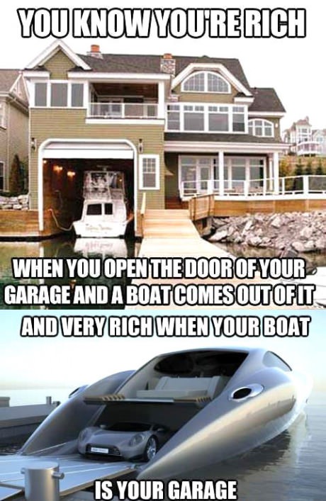 rich, meme, boat, garage