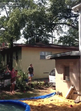 gif, belly flop into pool from roof