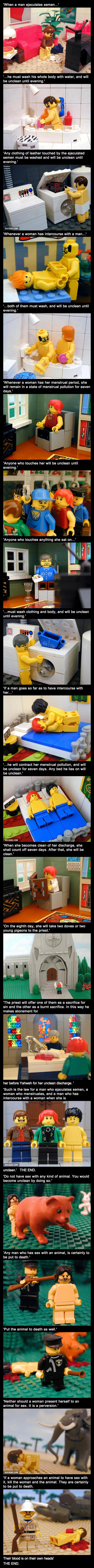 laws from leviticus, delivered through 'artfully' posed legos.