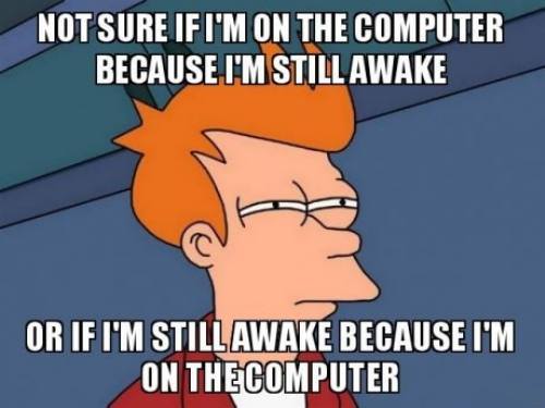 fry, futurama, meme, computer, awake