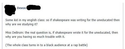 shakespeare, uneducated, teacher, burn