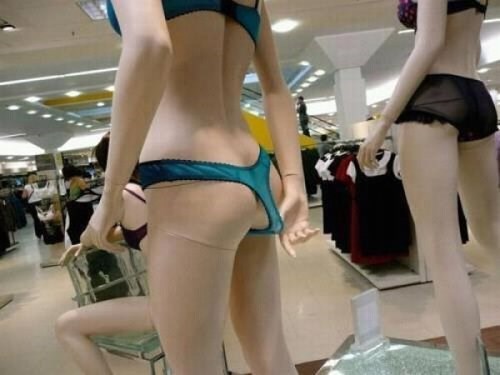 mannequin, underwear, holding, wtf