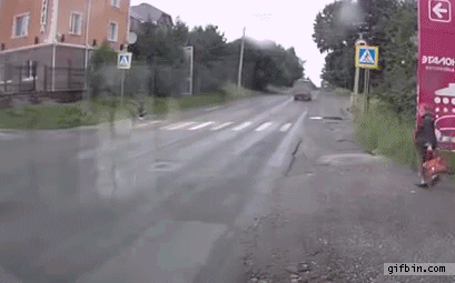 gif, old lady causes accident