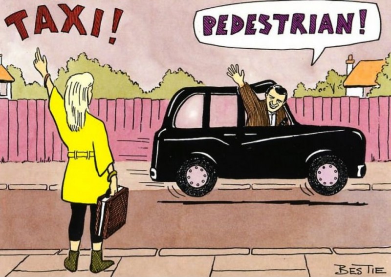 taxi, pedestrian