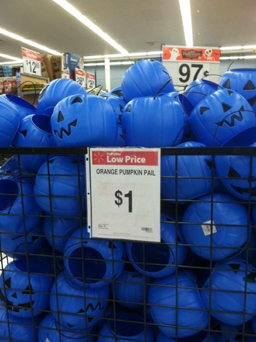 sign display fail, color, orange pumpkin ball, blue