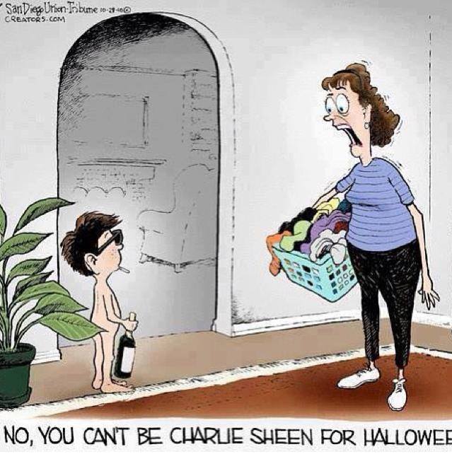 charlie sheen, comic, halloween, costume