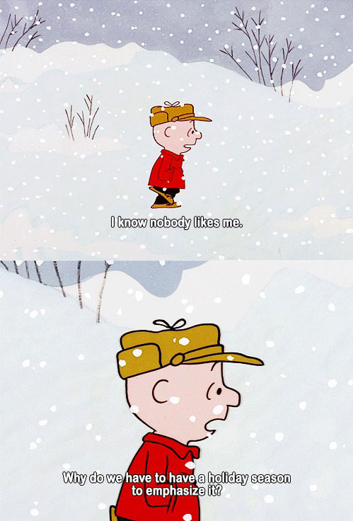 peanuts, charlie brown, holiday, nobody likes me