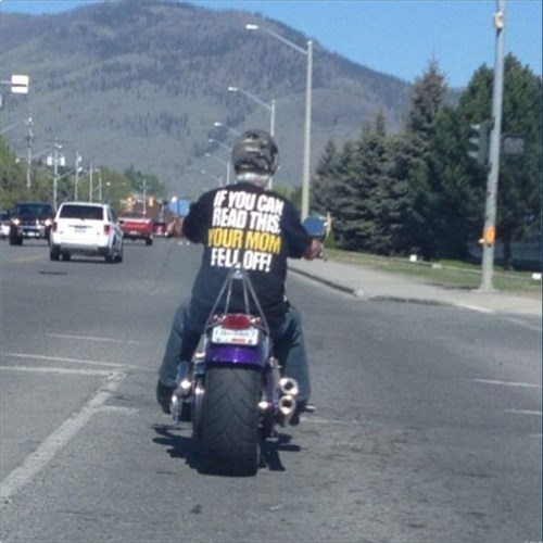 tshirt, motorcycle, lol, your mom fell off