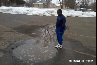 guy jumps over puddle and wait what?, troll