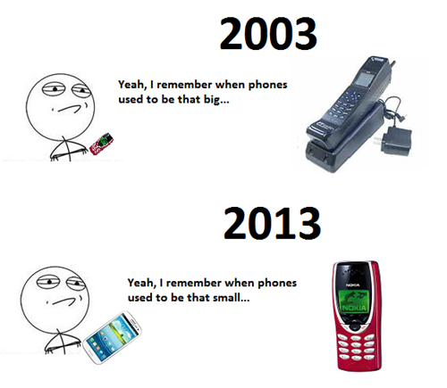 2003, 2013, phones, big, small, nokia, galaxy