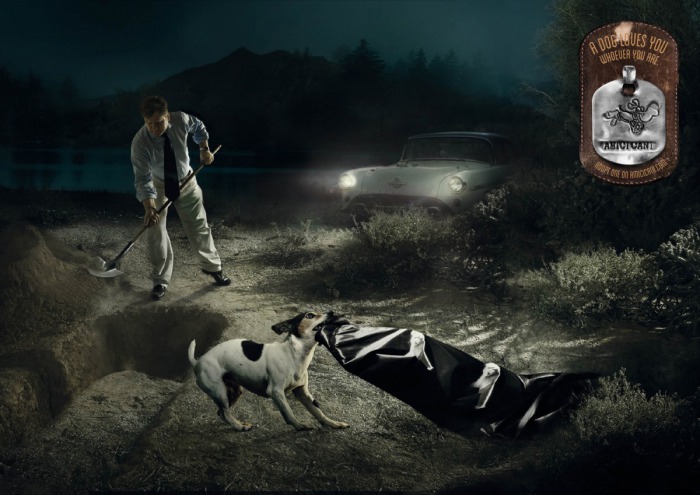 man's best friend, burying a body
