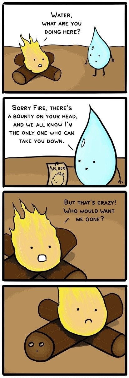 fire versus water, wood, comic, bounty, lol