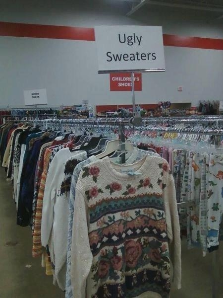 ugly sweaters, store, sign