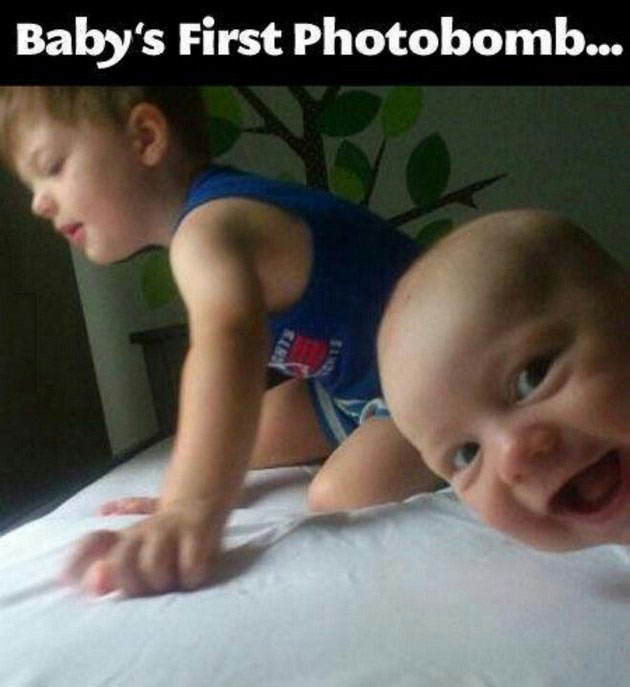 baby's first photobomb, cute, smile
