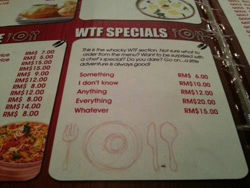 wtf specials, menu, lol, something, everything, whatever, anything