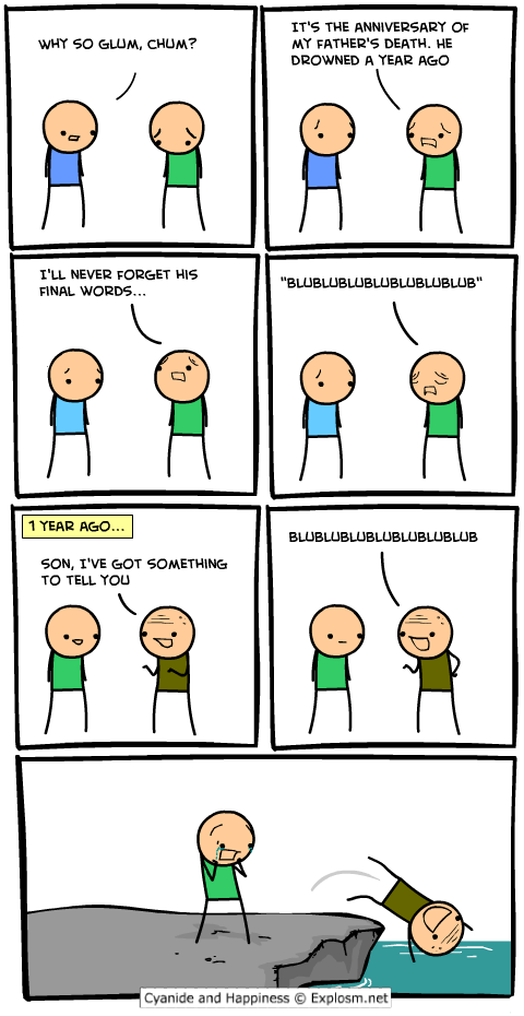 cyanide and happiness, comic, dad's last words