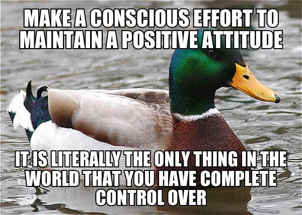actual advice mallard, positive attitude, only thing we have control over