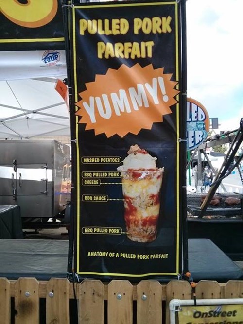 anatomy of a pulled pork parfait, vertical banner