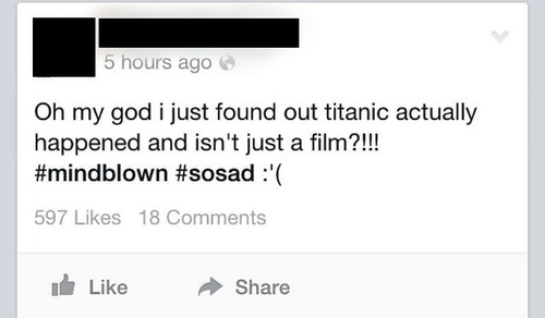 titanic, facebook, fail