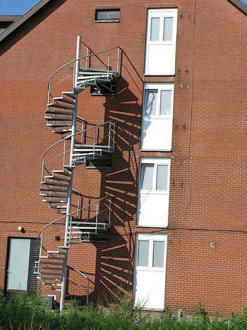 architect fail, winding staircase, doors, wtf