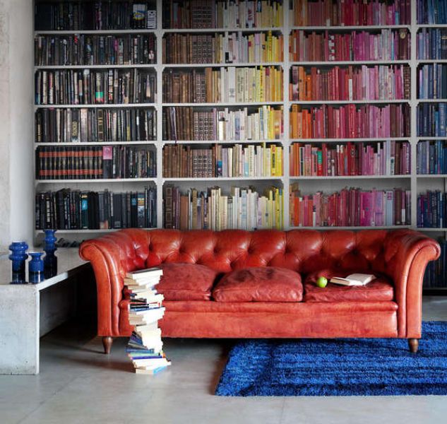 books organized by color palette