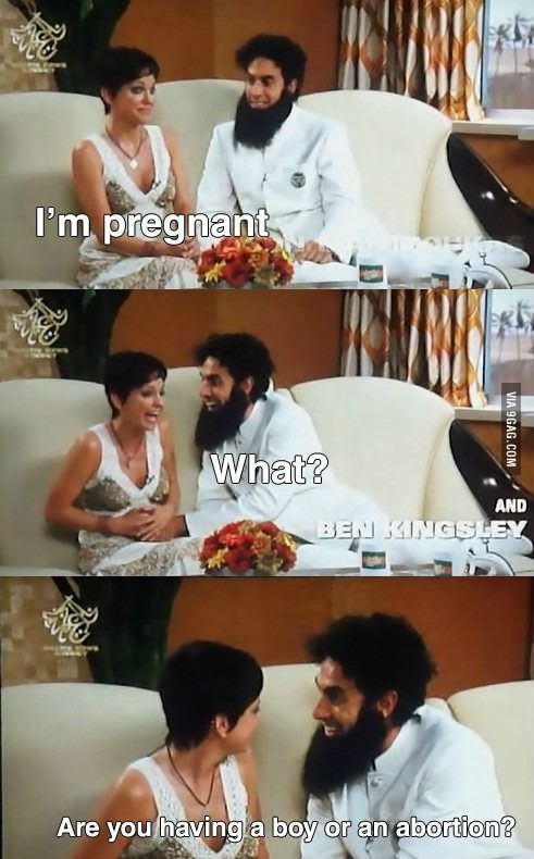 the dictator, pregnant, boy or abortion