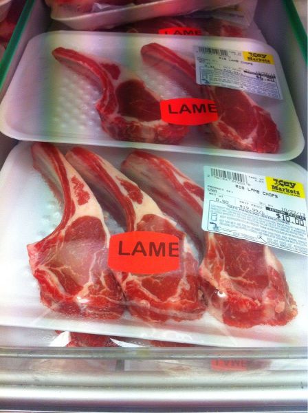 labeling, lamb chops, lame, fail