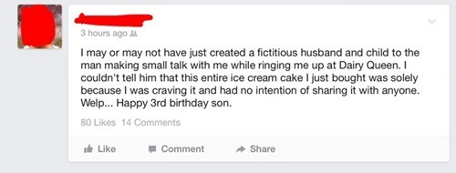 facebook, lies, fake husband and kid, lol