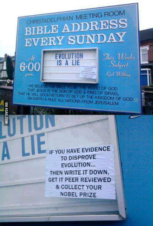 evolution is a lie, evidence, church sign