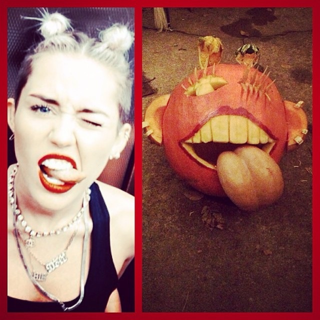 miley cyrus, pumpkin carving, halloween