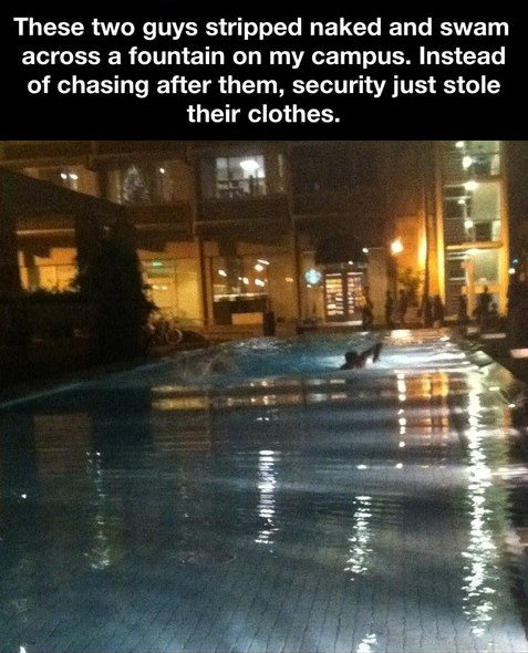 security, stole clothes, troll, fountain