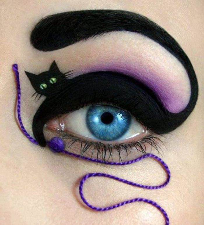 eye make up, cat, thread