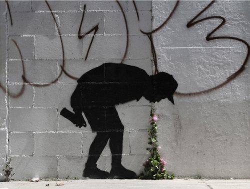 graffiti, street art, flowers, throw up, silhouette