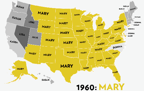 most popular girl names across the united states over the years