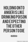 holding onto anger is like drinking poison and expecting the other person to die, buddha