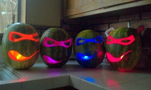 tmnt, watermelon carving, melon