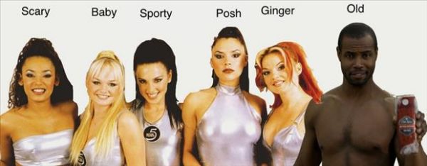 spice girls, old spice, scary, baby, sporty, posh, ginger